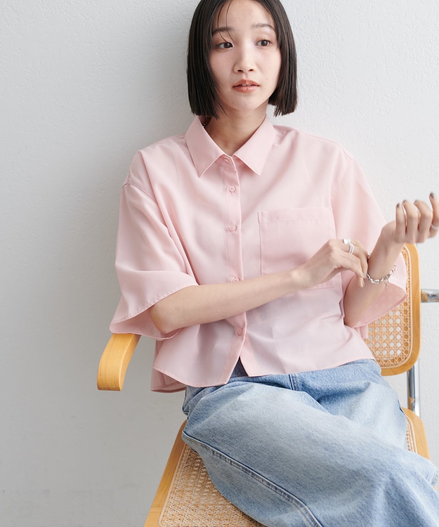 【ディスコート/Discoat】のシアー半袖クロップドシャツ《WEB限定カラーあり》 インテリア・キッズ・メンズ・レディースファッション・服の通販 founy(ファニー) 　ファッション　Fashion　レディースファッション　Ladies' Fashion Online　トップス・カットソー　Tops/Tshirt　シャツ/ブラウス　Shirts/Blouses　クロップド　Cropped　シアー　Sheer　デニム　Denim　ワイド　Wide　半袖　Short Sleeve　夏　Summer　春　Spring　S/S・春夏　Ss・Spring/Summer　ピンク|ID: prp329100004532246 ipo3291000000032483708