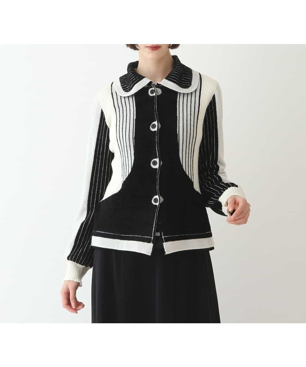 【ヒロコビス/HIROKO BIS】のフェザーヤーンジャカードニットカーディガン インテリア・キッズ・メンズ・レディースファッション・服の通販 founy(ファニー) 　ファッション　Fashion　レディースファッション　WOMEN　トップス・カットソー　Tops/Tshirt　ニット　Knit Tops　カーディガン　Cardigans　おすすめ　Recommend　とろみ　Thickness　アンサンブル　Ensemble　ジャカード　Jacquard　スリーブ　Sleeve　ベルベット　Velvet　ラッセル　Russell　ブラック|ID: prp329100004532271 ipo3291000000032036953