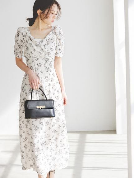 【スナイデル/SNIDEL】の【00サイズあり】レーヨンカシュクールプリントワンピース 人気、トレンドファッション・服の通販 founy(ファニー) 　ファッション　Fashion　レディースファッション　WOMEN　ワンピース　Dress　エレガント 上品　Elegant　春　Spring　今季　This Season　シェイプ　Shape　スクエア　Square　ドレープ　Drape　フォルム　Form　リボン　Ribbon　ロング　Long　S/S・春夏　Ss・Spring/Summer　夏　Summer　 other-1|ID: prp329100004532772 ipo3291000000032316310