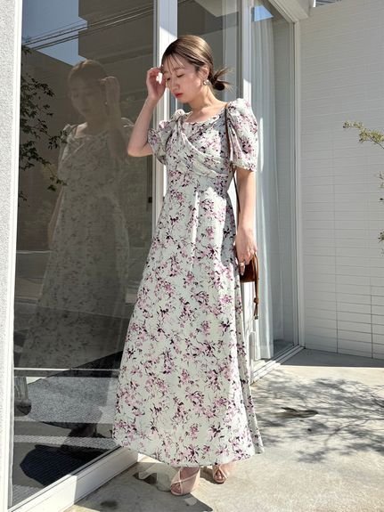 【スナイデル/SNIDEL】の【00サイズあり】レーヨンカシュクールプリントワンピース インテリア・キッズ・メンズ・レディースファッション・服の通販 founy(ファニー) 　ファッション　Fashion　レディースファッション　WOMEN　ワンピース　Dress　エレガント 上品　Elegant　春　Spring　今季　This Season　シェイプ　Shape　スクエア　Square　ドレープ　Drape　フォルム　Form　リボン　Ribbon　ロング　Long　S/S・春夏　Ss・Spring/Summer　夏　Summer　MNT[021]|ID: prp329100004532772 ipo3291000000032316313