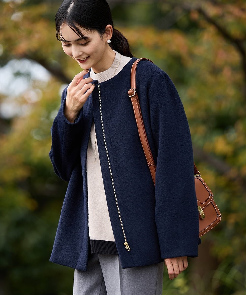 【アー ヴェー ヴェー/a.v.v】のノーカラーコート 人気、トレンドファッション・服の通販 founy(ファニー) 　ファッション　Fashion　レディースファッション　Fashion for Women　アウター　Coat / Outerwear Collection　コート・ロングコート・ピーコート　Long Coats, Peacoats & More　シンプル　Simple, Minimal　ジャケット　Jacket, Outerwear　デニム　Denim, Jeans Material　定番　Standard, Basic Item　なめらか　Smooth, Silky Texture　人気　Popular, Best Seller　無地　Plain, Solid Color　再入荷　Restock / Back in Stock　おすすめ　Recommended / Our Picks　エレガント 上品　Elegant　ビジネス 仕事 通勤　Business / Work / Commuting　 other-1|ID: prp329100004532773 ipo3291000000033941519
