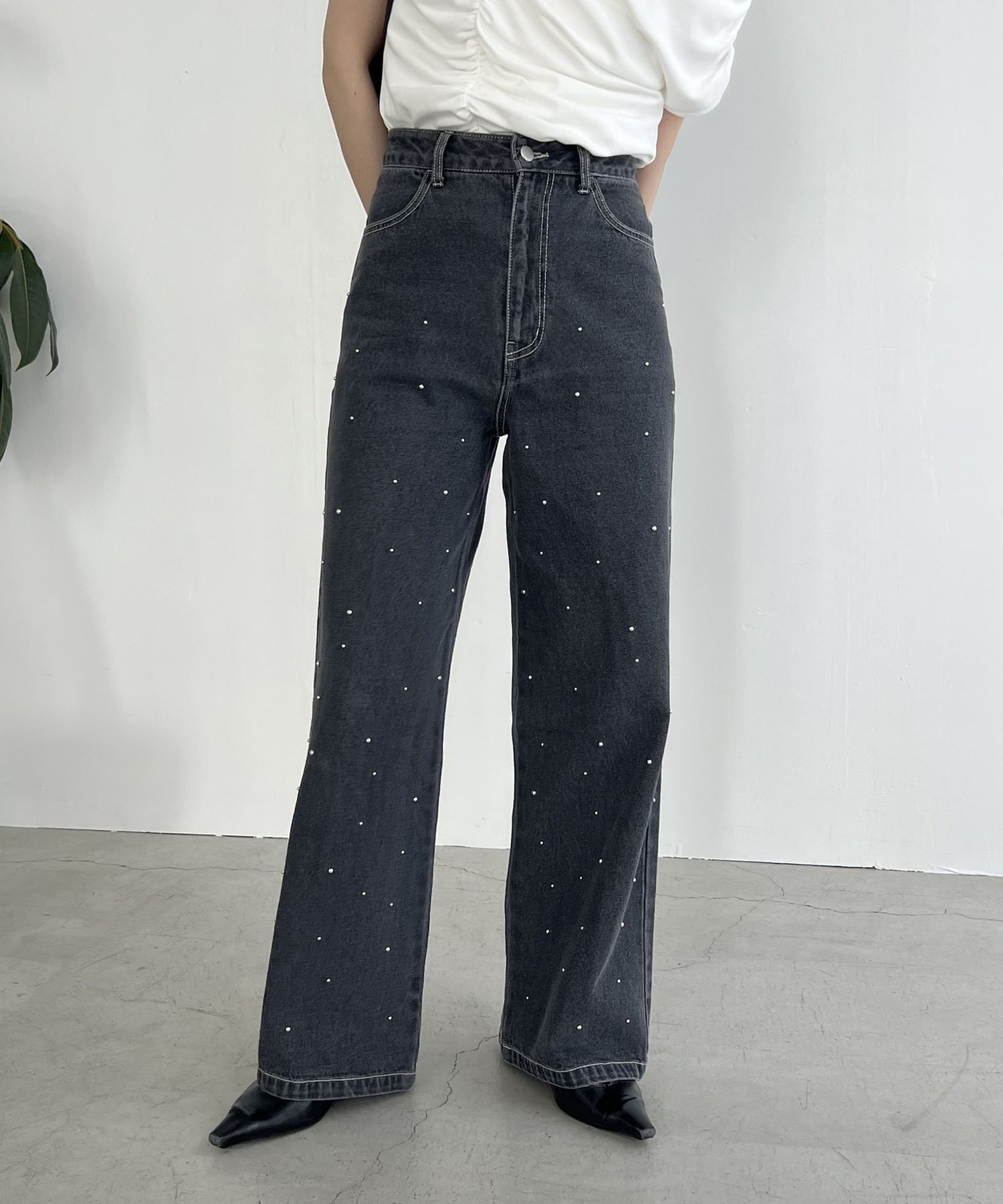 【カプリシューレマージュ/CAPRICIEUX LEMAGE】のシルバードットデニム インテリア・キッズ・メンズ・レディースファッション・服の通販 founy(ファニー) 　ファッション　Fashion　レディースファッション　WOMEN　おすすめ　Recommend　シルバー　Silver　シンプル　Simple　デニム　Denim　ドット　Dot　ワイド　Wide　夏　Summer　ブラック|ID: prp329100004532793 ipo3291000000032039649