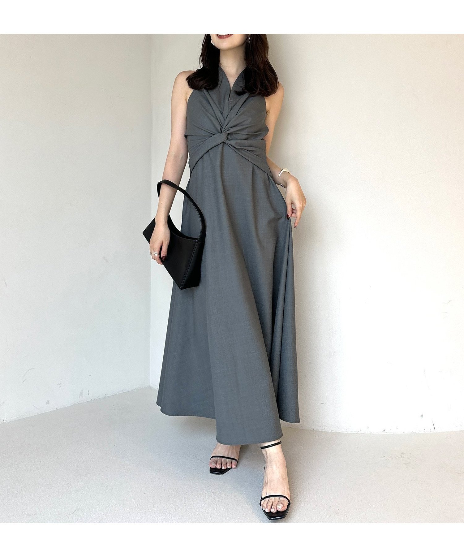 【アニュアンス/anuans】のツイストギャザーワンピース インテリア・キッズ・メンズ・レディースファッション・服の通販 founy(ファニー) 　ファッション　Fashion　レディースファッション　WOMEN　ワンピース　Dress　ツイスト　Twist　GREY|ID: prp329100004532806 ipo3291000000032154526