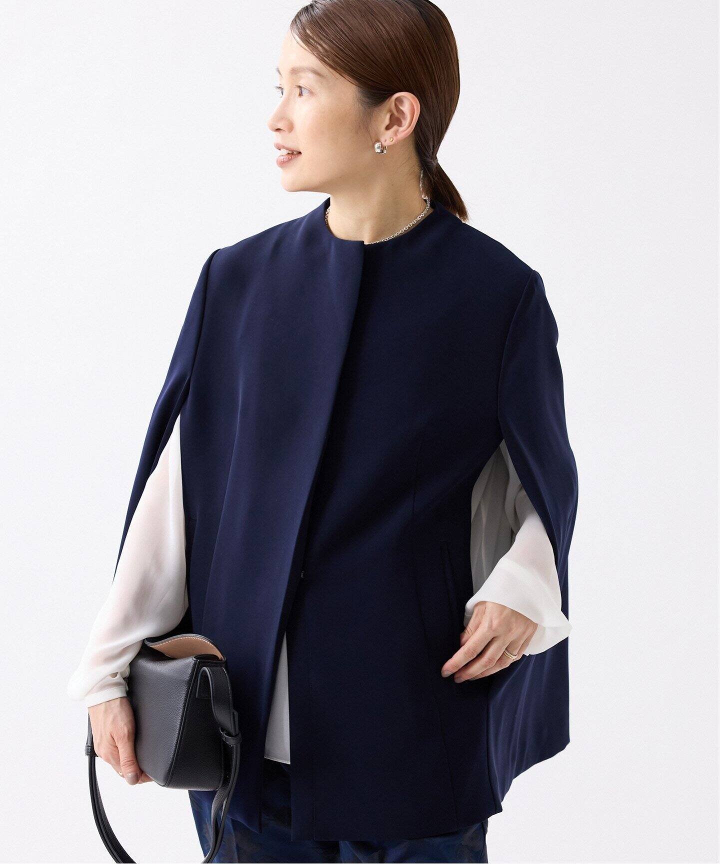 【イエナ/IENA】のケープジャケット インテリア・キッズ・メンズ・レディースファッション・服の通販 founy(ファニー) 　ファッション　Fashion　レディースファッション　WOMEN　アウター　Coat Outerwear　ジャケット　Jackets　2025年　2025　2025春夏・S/S　Ss,Spring/Summer,2025　おすすめ　Recommend　ジャケット　Jacket　セットアップ　Set Up　ダウン　Down　デニム　Denim　ネイビー|ID: prp329100004532832 ipo3291000000032039815