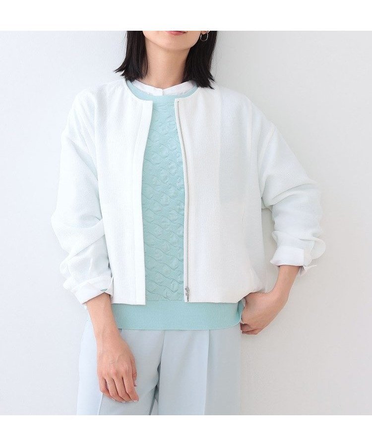 【インディヴィ/INDIVI】の春SALE!【洗える】凹凸素材シンプルブルゾン インテリア・キッズ・メンズ・レディースファッション・服の通販 founy(ファニー) 　ファッション　Fashion　レディースファッション　WOMEN　アウター　Coat Outerwear　ブルゾン　Blouson/Jackets　シンプル　Simple　ストレッチ　Stretch　バランス　Balance　ブルゾン　Blouson　ポケット　Pocket　春　Spring　洗える　Washable　オフホワイト|ID: prp329100004532857 ipo3291000000032039917