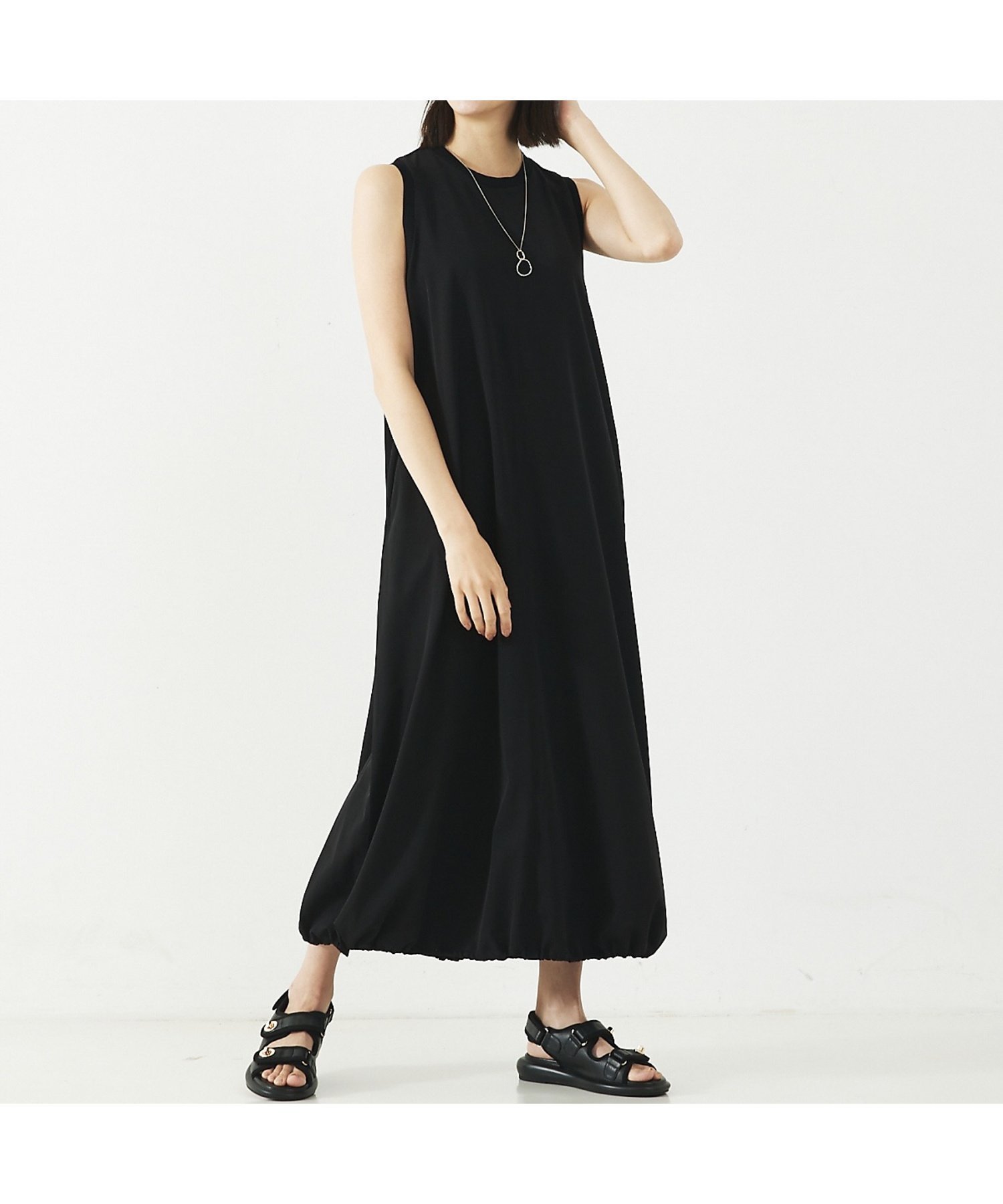 【アバハウスマヴィ/abahouse mavie】の【大人のいちまんワンピ】ナイロンストレッチバルーンワンピ インテリア・キッズ・メンズ・レディースファッション・服の通販 founy(ファニー) 　ファッション　Fashion　レディースファッション　WOMEN　ワンピース　Dress　おすすめ　Recommend　ストレッチ　Stretch　スピンドル　Spindle　ノースリーブ　No Sleeve　バルーン　Balloon　人気　Popularity　定番　Standard　羽織　Haori　ブラック|ID: prp329100004532871 ipo3291000000032039986