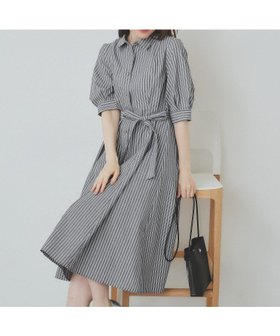 【インデックス/INDEX】のストライプシャツワンピース【洗濯機洗い可/イージーアイロン】 人気、トレンドファッション・服の通販 founy(ファニー) ファッション Fashion レディースファッション WOMEN ワンピース Dress シャツワンピース Shirt Dresses クラシカル Classical ストライプ Stripe フレア Flare ポケット Pocket エレガント 上品 Elegant |ID:prp329100004532912