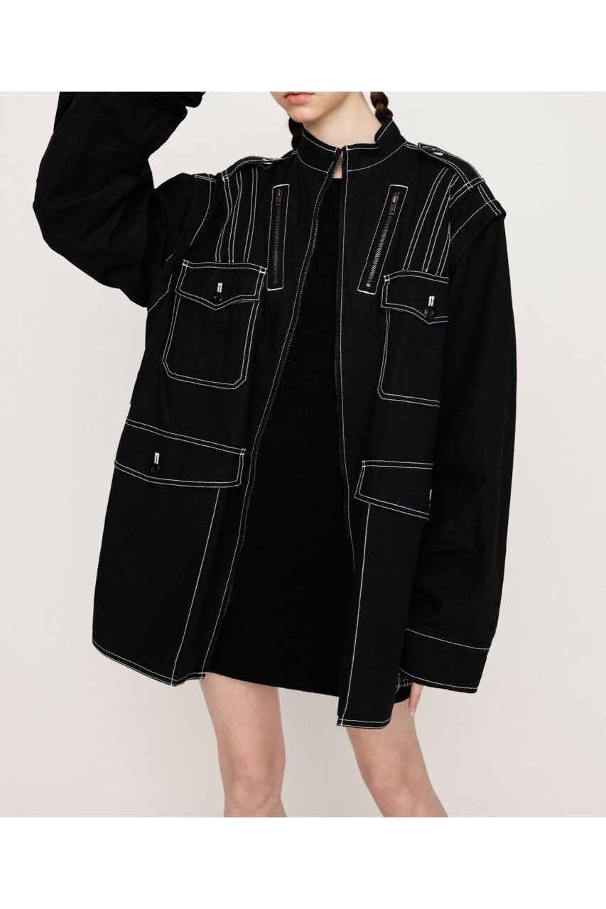 【スライ/SLY】の2WAY OVER SAFARI ジャケット インテリア・キッズ・メンズ・レディースファッション・服の通販 founy(ファニー) 　ファッション　Fashion　レディースファッション　WOMEN　アウター　Coat Outerwear　ジャケット　Jackets　ジャケット　Jacket　スリーブ　Sleeve　デニム　Denim　フロント　Front　ベスト　Vest　ボトム　Bottom　ポケット　Pocket　マニッシュ　Mannish　リップ　Lip　BLK|ID: prp329100004532953 ipo3291000000032040342