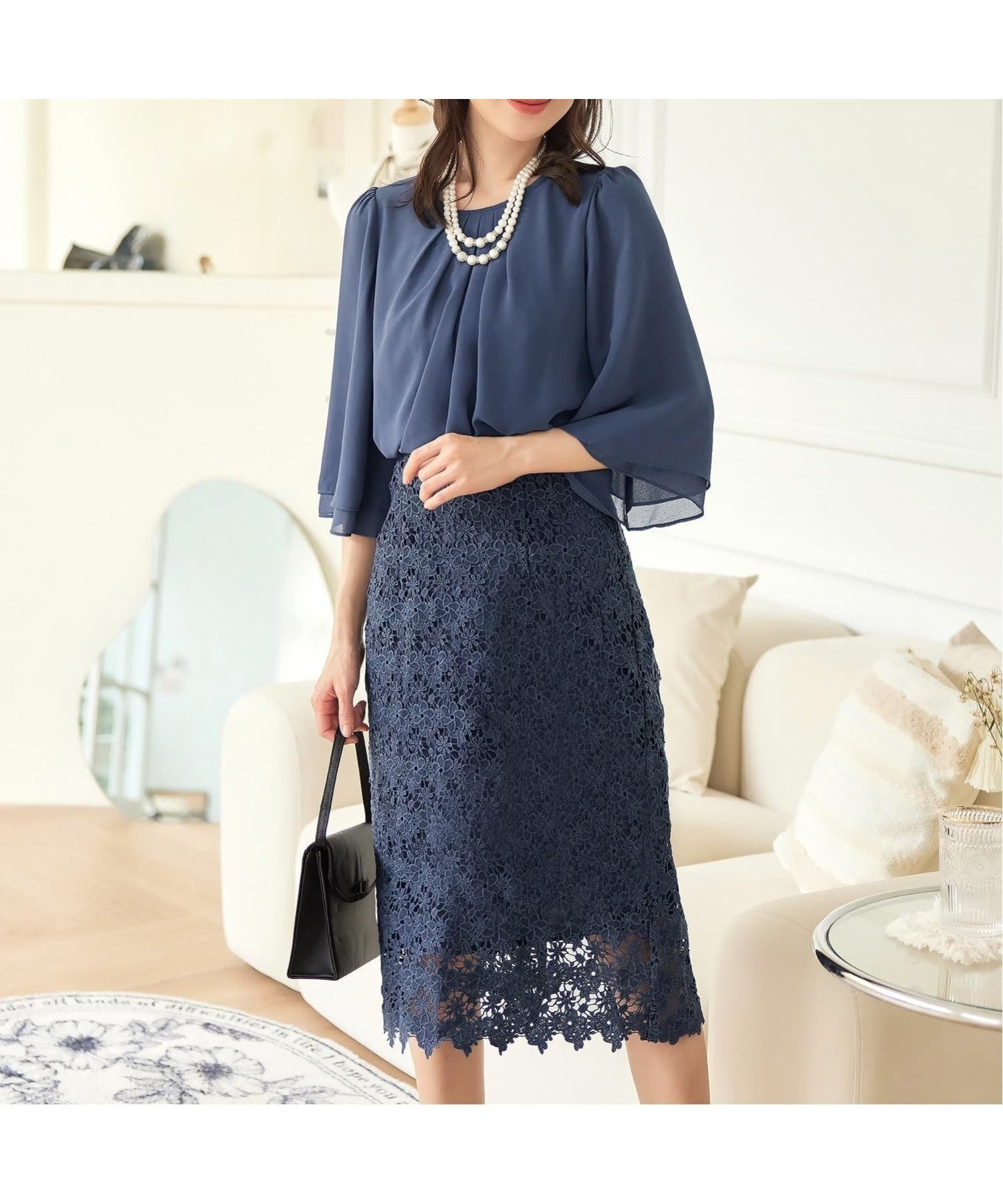 【ドレス/DRESS+】のワンピース ドレス パーティー オフィス インテリア・キッズ・メンズ・レディースファッション・服の通販 founy(ファニー) 　ファッション　Fashion　レディースファッション　WOMEN　ワンピース　Dress　ドレス　Party Dresses　ギャザー　Gather　シアー　Sheer　シフォン　Chiffon　スリーブ　Sleeve　セットアップ　Set Up　タイトスカート　Tight Skirt　ドッキング　Docking　ドレス　Dress　フレア　Flare　レース　Race　二次会　Wedding Party　結婚式　Wedding Ceremony　ダークブルー|ID: prp329100004533018 ipo3291000000032040634