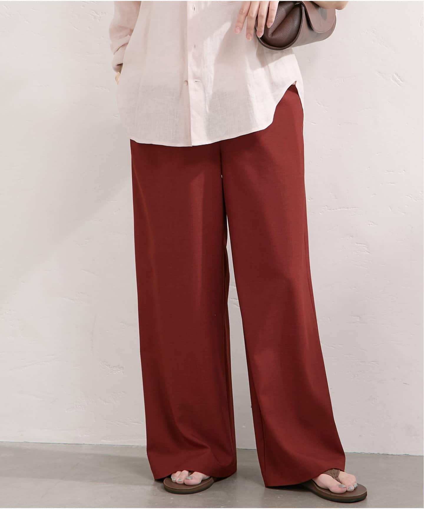 【ジャーナルスタンダード/JOURNAL STANDARD】の【接触冷感】クールワイドイージーストレッチパンツ インテリア・キッズ・メンズ・レディースファッション・服の通販 founy(ファニー) 　ファッション　Fashion　レディースファッション　WOMEN　パンツ　Pants　2025年　2025　2025春夏・S/S　Ss,Spring/Summer,2025　おすすめ　Recommend　ストレッチ　Stretch　ベーシック　Basic　洗える　Washable　ボルドー|ID: prp329100004533026 ipo3291000000032040662