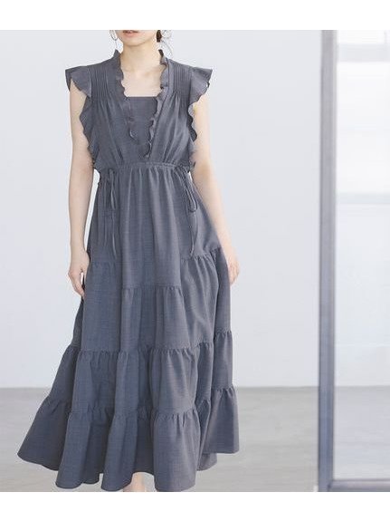 【スナイデル/SNIDEL】のデザインティアードワンピース インテリア・キッズ・メンズ・レディースファッション・服の通販 founy(ファニー) 　ファッション　Fashion　レディースファッション　WOMEN　ワンピース　Dress　エレガント 上品　Elegant　キャミワンピース　Cami Dress　シューズ　Shoes　ティアード　Tiered　フラット　Flat　フリル　Frills　ラベンダー　Lavender　GRY[006]|ID: prp329100004533094 ipo3291000000032190457