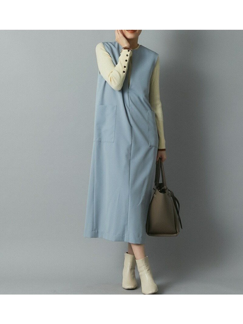 【アンディコール/un dix cors】の《累計販売1万枚突破!・3サイズ展開》スリットネックジャンスカ インテリア・キッズ・メンズ・レディースファッション・服の通販 founy(ファニー) 　ファッション　Fashion　レディースファッション　WOMEN　コンパクト　Compact　スリット　Slit　人気　Popularity　楽ちん　Easy　ブルー|ID: prp329100004533109 ipo3291000000032317794