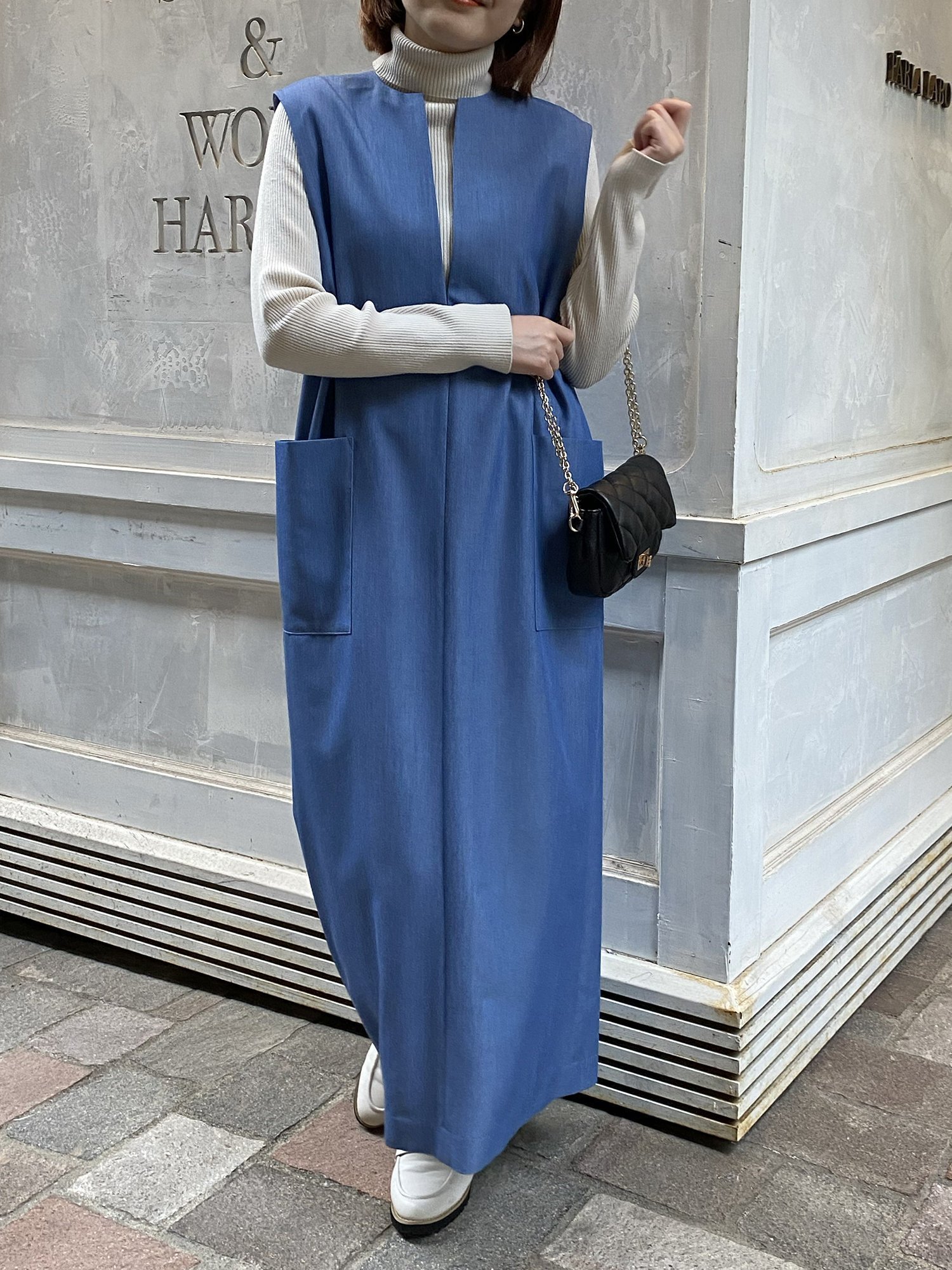 【アンディコール/un dix cors】の《累計販売1万枚突破!・3サイズ展開》スリットネックジャンスカ インテリア・キッズ・メンズ・レディースファッション・服の通販 founy(ファニー) 　ファッション　Fashion　レディースファッション　WOMEN　コンパクト　Compact　スリット　Slit　人気　Popularity　楽ちん　Easy　ミッドナイトブルー|ID: prp329100004533109 ipo3291000000032317796