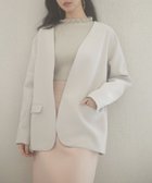 【セゾンドパピヨン/SAISON DE PAPILLON】のドロップショルダーVネックジャケット 人気、トレンドファッション・服の通販 founy(ファニー) ファッション Fashion レディースファッション WOMEN アウター Coat Outerwear ジャケット Jackets インナー Inner ショルダー Shoulder ジャケット Jacket スリット Slit タートルネック Turtleneck ドロップ Drop ビッグ Big ルーズ Loose thumbnail ライトグレー|ID: prp329100004533111 ipo3291000000032041008