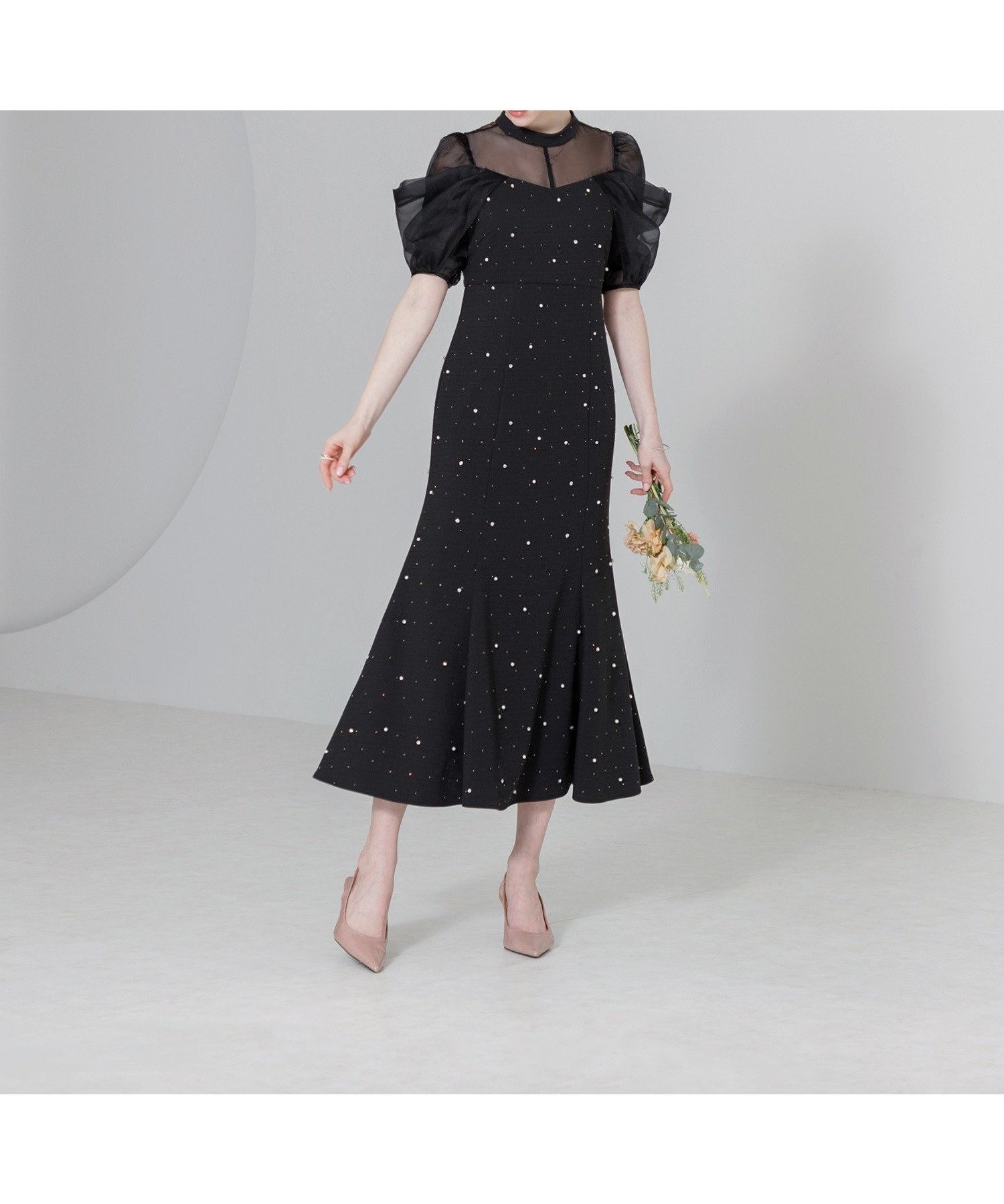 【その他のブランド/Other】のLEJA-パールビジューオーガンジーレースマーメイドドレス 人気、トレンドファッション・服の通販 founy(ファニー) 　ファッション　Fashion　レディースファッション　WOMEN　ワンピース　Dress　ドレス　Party Dresses　 other-1|ID: prp329100004533129 ipo3291000000032041089