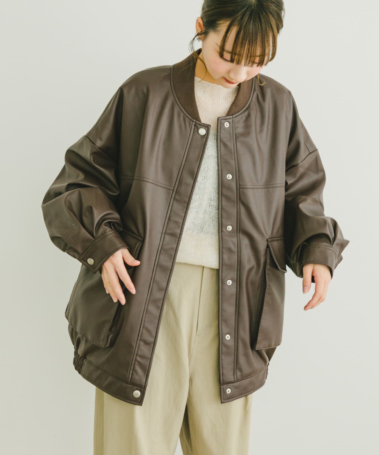 【その他のブランド/Other】のビッグシルエットブルゾン インテリア・キッズ・メンズ・レディースファッション・服の通販 founy(ファニー) 　ファッション　Fashion　レディースファッション　WOMEN　アウター　Coat Outerwear　ブルゾン　Blouson/Jackets　2025年　2025　2025春夏・S/S　Ss,Spring/Summer,2025　トレンド　Trend　フェイクレザー　Faux Leather　夏　Summer　S/S・春夏　Ss・Spring/Summer　BRN|ID: prp329100004533141 ipo3291000000032041140