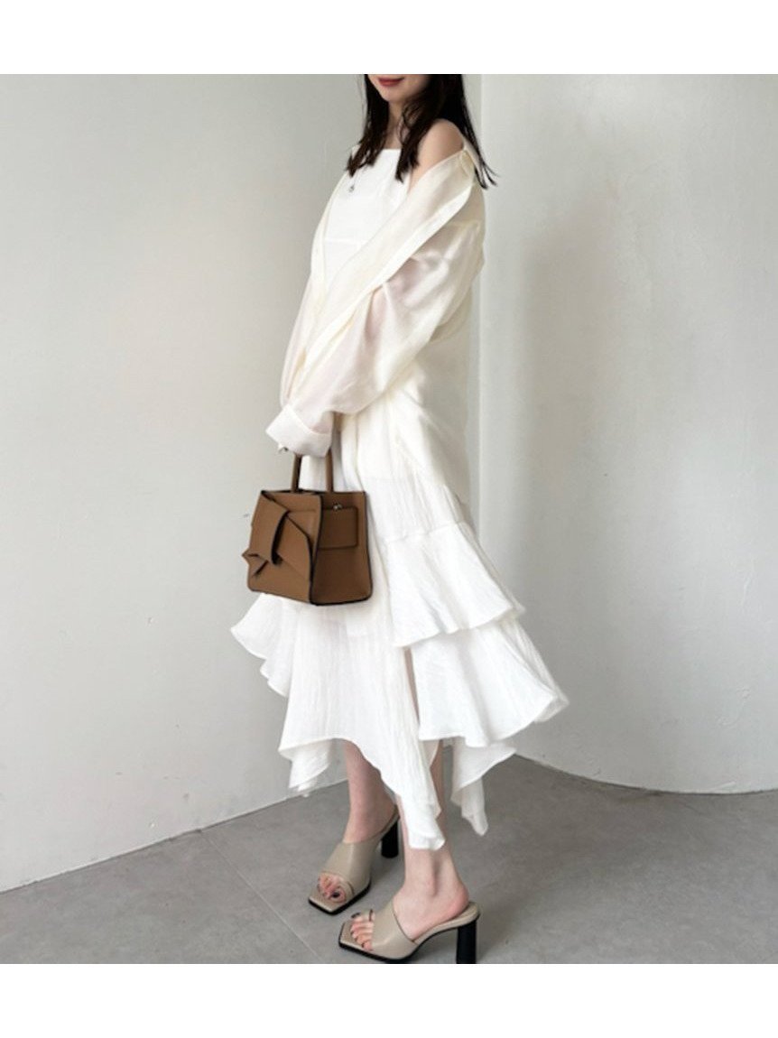 【フレイ アイディー/FRAY I.D】のアシメヘムキャミワンピース 人気、トレンドファッション・服の通販 founy(ファニー) 　雑誌掲載アイテム　Magazine Items　ファッション雑誌　Fashion Magazines　キャンキャン　CanCam　ファッション　Fashion　レディースファッション　Ladies' Fashion Online　ワンピース　Dress　キャミワンピース　No Sleeve Dresses　7月号　July Issue　エレガント 上品　Elegant　キャミワンピース　Cami Dress　シャーリング　Shirring　シンプル　Simple　スリム　Slim　トレンド　Trend　バランス　Balance　フィット　Fit　フリル　Frills　フロント　Front　ヘムライン　Hemline　リボン　Ribbon　雑誌　Magazine　 other-1|ID: prp329100004533142 ipo3291000000032698018
