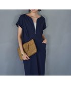 【スタイルデリ/STYLE DELI】の【LUXE】ファスナーVネック麻混ワンピース ネイビー|ID: prp329100004533168 ipo3291000000032041243
