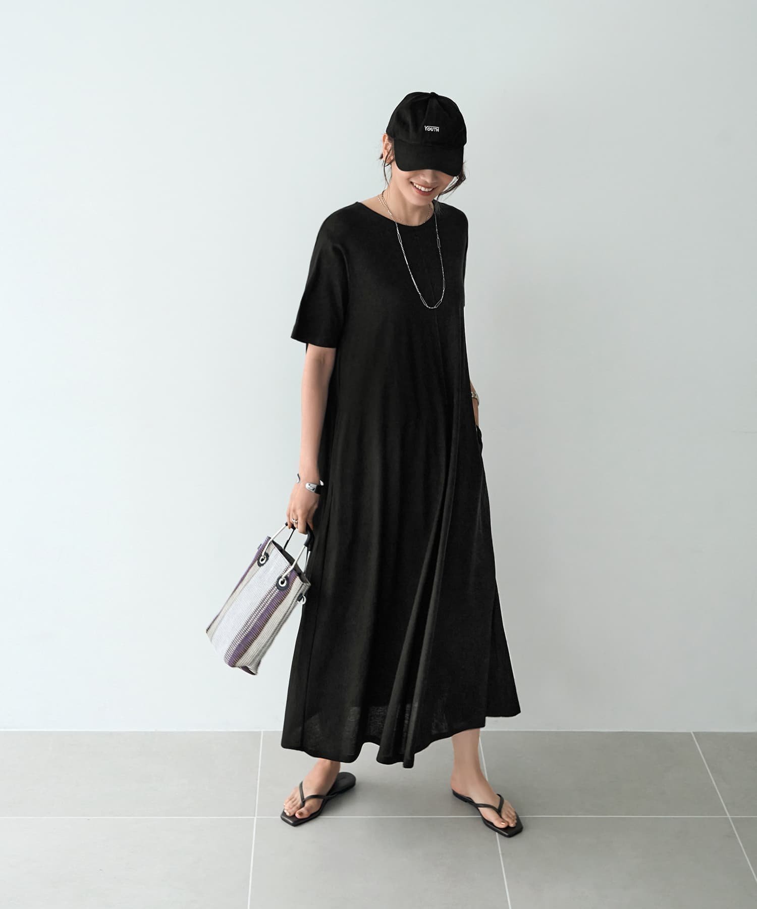 【スタイルデリ/STYLE DELI】の【Made in JAPAN】接触冷感フレアマキシ丈ワンピース インテリア・キッズ・メンズ・レディースファッション・服の通販 founy(ファニー) 　ファッション　Fashion　レディースファッション　WOMEN　ワンピース　Dress　カットソー　Cut And Sew　ギャザー　Gather　シンプル　Simple　ジャケット　Jacket　スニーカー　Sneakers　フレア　Flare　ペチコート　Petticoat　半袖　Short Sleeve　マキシ　Maxi　ロング　Long　日本製　Made In Japan　夏　Summer　エレガント 上品　Elegant　ブラック|ID: prp329100004533172 ipo3291000000032041262