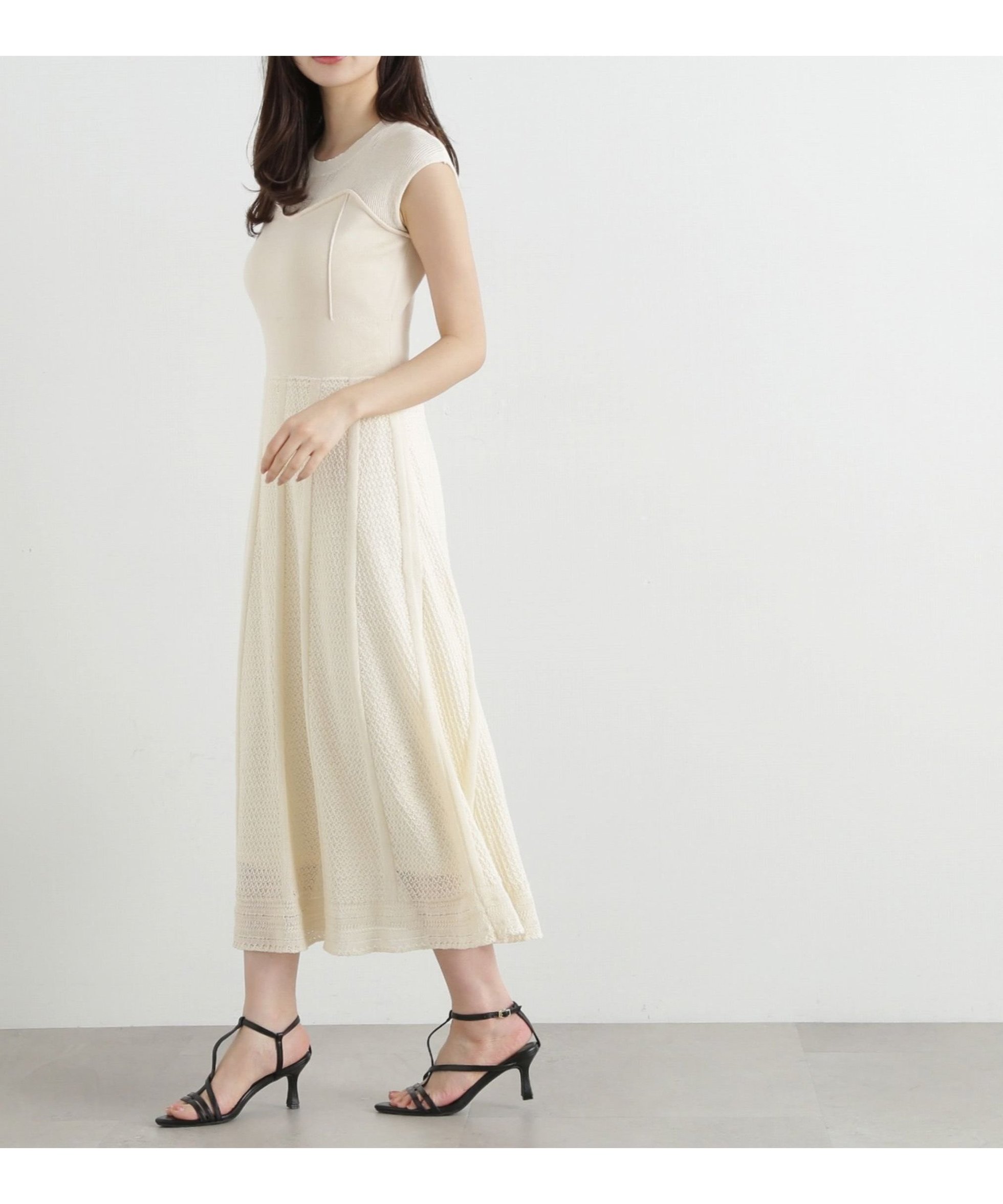 【プロポーション ボディドレッシング/PROPORTION BODY DRESSING】の柄編みニットワンピース インテリア・キッズ・メンズ・レディースファッション・服の通販 founy(ファニー) 　ファッション　Fashion　レディースファッション　WOMEN　ワンピース　Dress　ニットワンピース　Knit Dresses　シアー　Sheer　透かし　Watermark　ベージュ|ID: prp329100004533182 ipo3291000000032041313