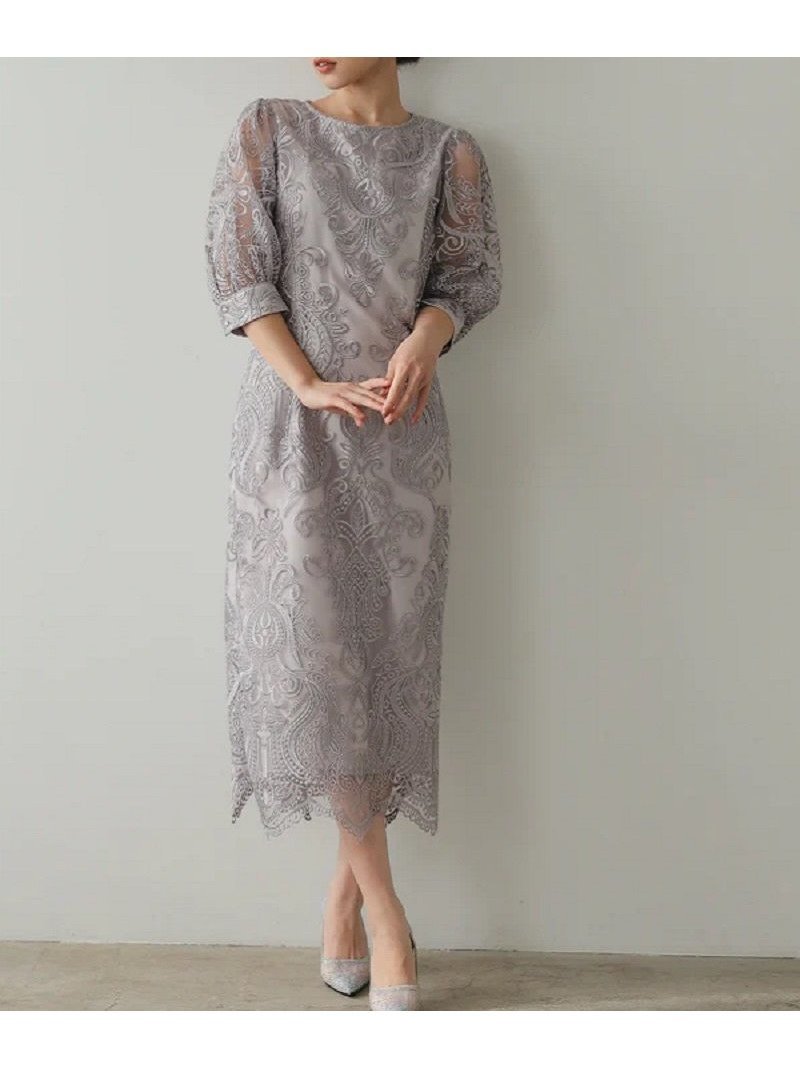 【プレフェリール/PREFERIR】の刺繍レースバックリボン結婚式パーティードレス インテリア・キッズ・メンズ・レディースファッション・服の通販 founy(ファニー) 　ファッション　Fashion　レディースファッション　WOMEN　ワンピース　Dress　ドレス　Party Dresses　アクセサリー　Accessories　スカラップ　Scalloped　ドレス　Dress　ラベンダー　Lavender　ロング　Long　結婚式　Wedding Ceremony　ラベンダー|ID: prp329100004533209 ipo3291000000032041405