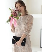 【プレフェリール/PREFERIR】の刺繍レースバックリボン結婚式パーティードレス ベージュ|ID: prp329100004533209 ipo3291000000032041406