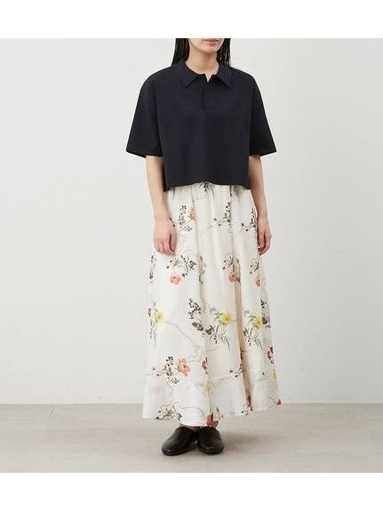 【ミラオーウェン/Mila Owen】の【セットアイテム】【ウォッシャブル】短丈スキッパーポロニット×スカートSET UP インテリア・キッズ・メンズ・レディースファッション・服の通販 founy(ファニー) 　ファッション　Fashion　レディースファッション　WOMEN　スカート　Skirt　ウォッシャブル　Washable　シアー　Sheer　スキッパー　Skipper　セットアップ　Set Up　雑誌　Magazine　トレンド　Trend　フレア　Flare　モノトーン　Monotone　6月号　June Issue　FLOWER[936]|ID: prp329100004533246 ipo3291000000032483216