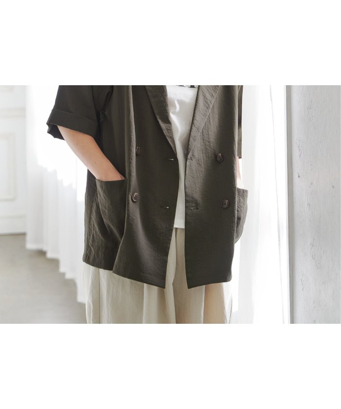 【エルビーシー/LBC】のリネンライクハーフスリーブジャケット インテリア・キッズ・メンズ・レディースファッション・服の通販 founy(ファニー) https://founy.com/ ファッション Fashion レディースファッション Fashion for Women アウター Coat / Outerwear Collection レディースジャケット・軽アウター Jackets ジャケット Jacket, Outerwear ダウン Down, Puffer ハーフ Half, Half-Length パイピング Piping, Trim Design リネン Linen, Linen Fabric 夏 Summer 春 Spring S/S・春夏 SS, Spring/Summer, Warm Season |ID: prp329100004533269 ipo3291000000032442032