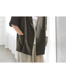 【エルビーシー/LBC】のリネンライクハーフスリーブジャケット 人気、トレンドファッション・服の通販 founy(ファニー) ファッション Fashion レディースファッション Fashion for Women アウター Coat / Outerwear Collection レディースジャケット・軽アウター Jackets ジャケット Jacket, Outerwear ダウン Down, Puffer ハーフ Half, Half-Length パイピング Piping, Trim Design リネン Linen, Linen Fabric 夏 Summer 春 Spring S/S・春夏 SS, Spring/Summer, Warm Season |ID:prp329100004533269