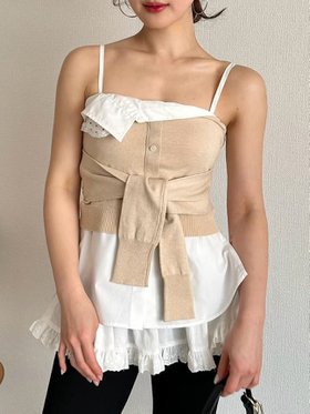 【リリーブラウン/Lily Brown】のレイヤードカップイントップス 人気、トレンドファッション・服の通販 founy(ファニー) ファッション Fashion レディースファッション Fashion for Women トップス・カットソー Cut & Sew Tops おすすめ Recommended / Our Picks エレガント 上品 Elegant カーディガン Cardigan, Knitwear キャミソール Camisole, Spaghetti Strap Top シルク Silk, 100% Silk シンプル Simple, Minimal デニム Denim, Jeans Material トレンド Trend, Trending Now フェミニン Feminine, Girly マニッシュ Mannish, Boyish レース Lace, Lace Fabric |ID:prp329100004533397