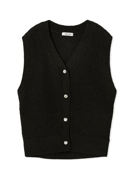 【フレイ アイディー/FRAY I.D】のニットジレ インテリア・キッズ・メンズ・レディースファッション・服の通販 founy(ファニー) 　ファッション　Fashion　レディースファッション　Ladies' Fashion Online　アウター　Coat Outerwear　トップス・カットソー　Tops/Tshirt　ニット　Knit Tops　ベスト/ジレ　Gilets/Vests　キャミワンピース　Cami Dress　バランス　Balance　メッシュ　Mesh　BLK[009]|ID: prp329100004533465 ipo3291000000032609337