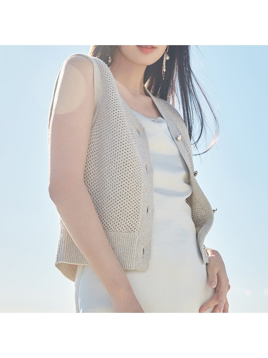 【フレイ アイディー/FRAY I.D】のニットジレ インテリア・キッズ・メンズ・レディースファッション・服の通販 founy(ファニー) 　ファッション　Fashion　レディースファッション　Ladies' Fashion Online　アウター　Coat Outerwear　トップス・カットソー　Tops/Tshirt　ニット　Knit Tops　ベスト/ジレ　Gilets/Vests　キャミワンピース　Cami Dress　バランス　Balance　メッシュ　Mesh　BEG[037]|ID: prp329100004533465 ipo3291000000032609338