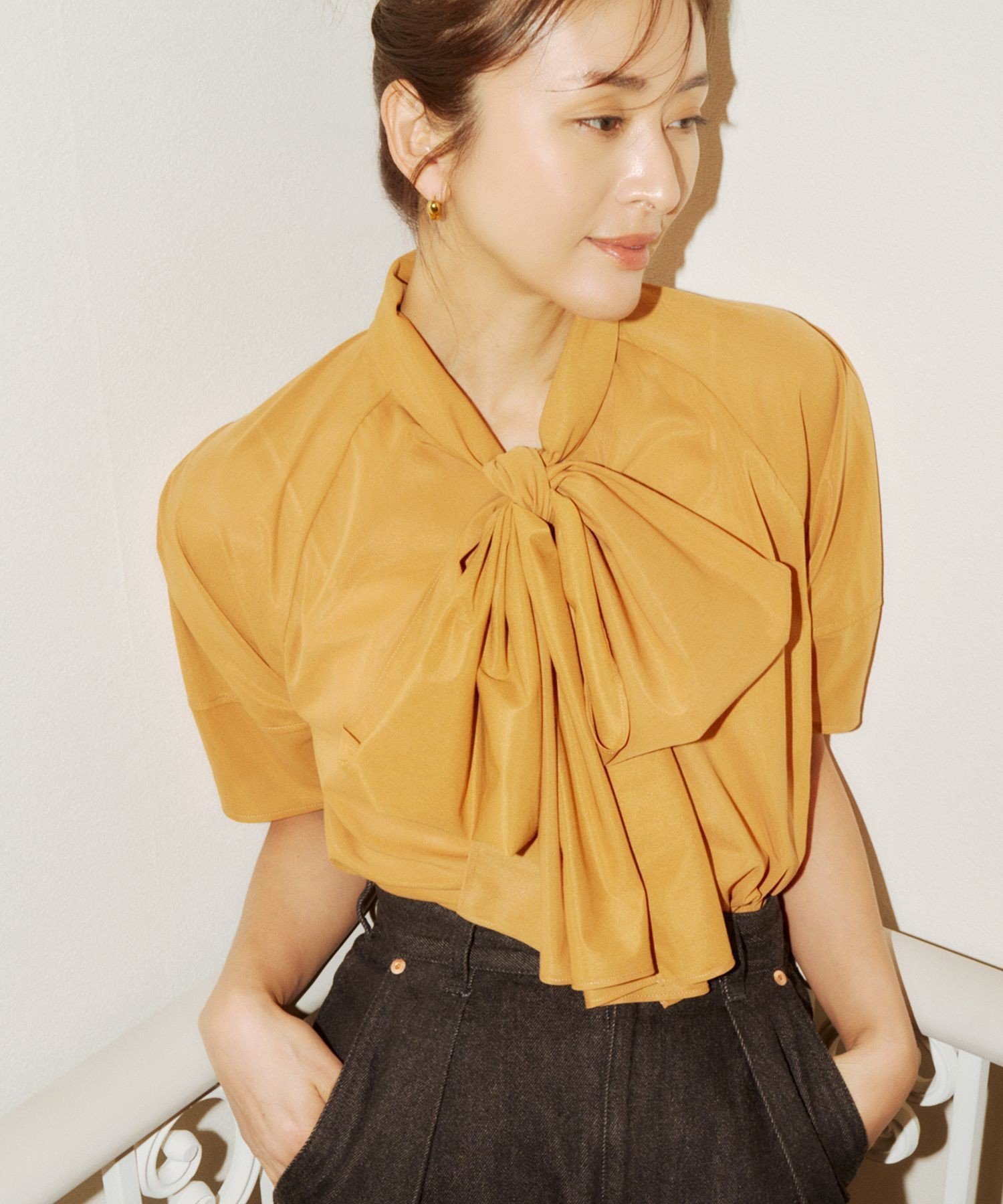 【ロペ/ROPE'】のシアートリコットボウタイブラウス 人気、トレンドファッション・服の通販 founy(ファニー) 　ファッション　Fashion　レディースファッション　WOMEN　トップス・カットソー　Tops/Tshirt　シャツ/ブラウス　Shirts/Blouses　おすすめ　Recommend　インナー　Inner　コンパクト　Compact　シアー　Sheer　ジャケット　Jacket　ジャージー　Jersey　スタイリッシュ　Stylish　テクスチャー　Texture　バランス　Balance　フェミニン　Feminine　ボトム　Bottom　ポケット　Pocket　 other-1|ID: prp329100004533478 ipo3291000000032042485