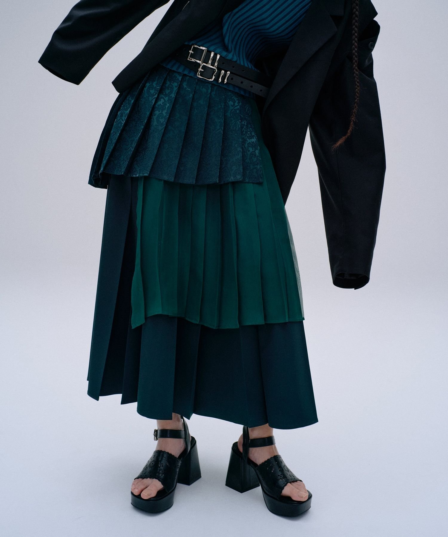 【ハレ/HARE】のアシメミックスプリーツスカート インテリア・キッズ・メンズ・レディースファッション・服の通販 founy(ファニー) 　ファッション　Fashion　レディースファッション　WOMEN　スカート　Skirt　プリーツスカート　Pleated Skirts　おすすめ　Recommend　アシンメトリー　Asymmetry　シアー　Sheer　ジャケット　Jacket　ダウン　Down　デニム　Denim　フレア　Flare　ブルゾン　Blouson　プリーツ　Pleats　エレガント 上品　Elegant　グリーン75|ID: prp329100004533497 ipo3291000000032042566