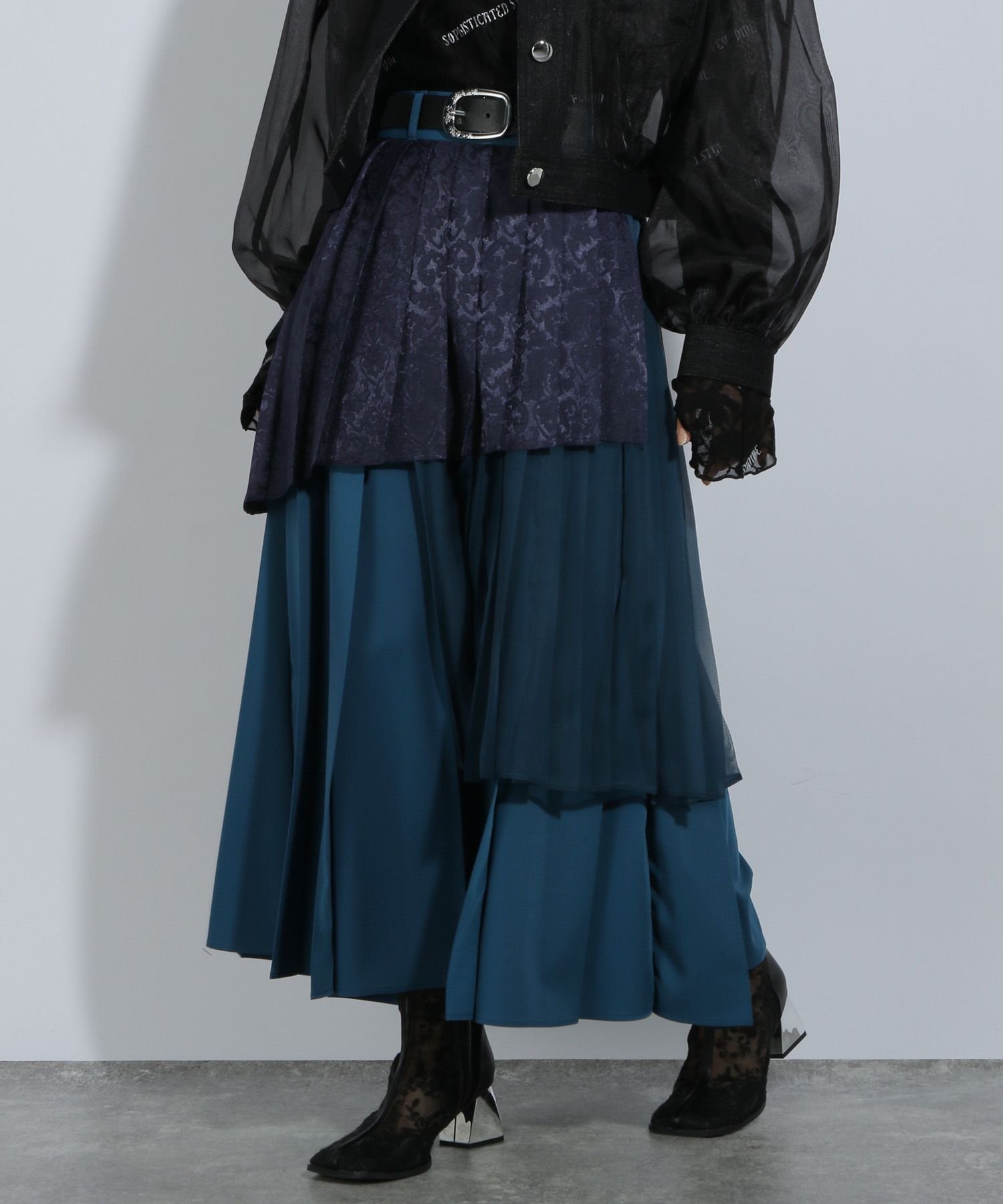 【ハレ/HARE】のアシメミックスプリーツスカート インテリア・キッズ・メンズ・レディースファッション・服の通販 founy(ファニー) 　ファッション　Fashion　レディースファッション　WOMEN　スカート　Skirt　プリーツスカート　Pleated Skirts　おすすめ　Recommend　アシンメトリー　Asymmetry　シアー　Sheer　ジャケット　Jacket　ダウン　Down　デニム　Denim　フレア　Flare　ブルゾン　Blouson　プリーツ　Pleats　エレガント 上品　Elegant　ブルー85|ID: prp329100004533497 ipo3291000000032042567