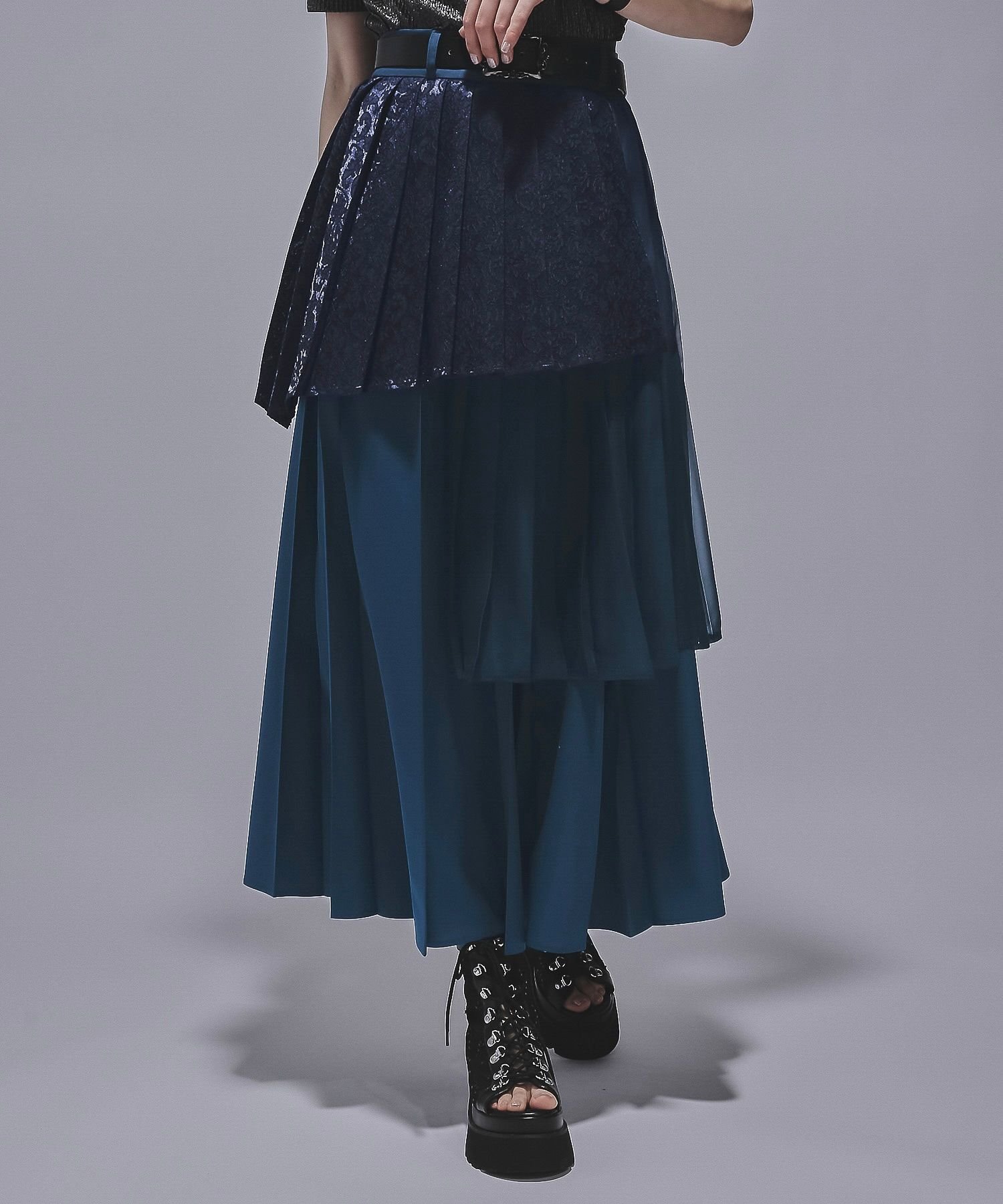 【ハレ/HARE】のアシメミックスプリーツスカート インテリア・キッズ・メンズ・レディースファッション・服の通販 founy(ファニー) 　ファッション　Fashion　レディースファッション　Ladies' Fashion Online　スカート　Skirt　プリーツスカート　Pleated Skirts　おすすめ　Recommend　アシンメトリー　Asymmetry　シアー　Sheer　ジャケット　Jacket　ダウン　Down　デニム　Denim　フレア　Flare　ブルゾン　Blouson　プリーツ　Pleats　エレガント 上品　Elegant　ブルー系その他86|ID: prp329100004533497 ipo3291000000032621024