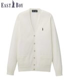 【イーストボーイ/EASTBOY】のカーディガン 綿 12G ニット 制服 高校生 スクール オフホワイト×ネイビー|ID: prp329100004533500 ipo3291000000032042574