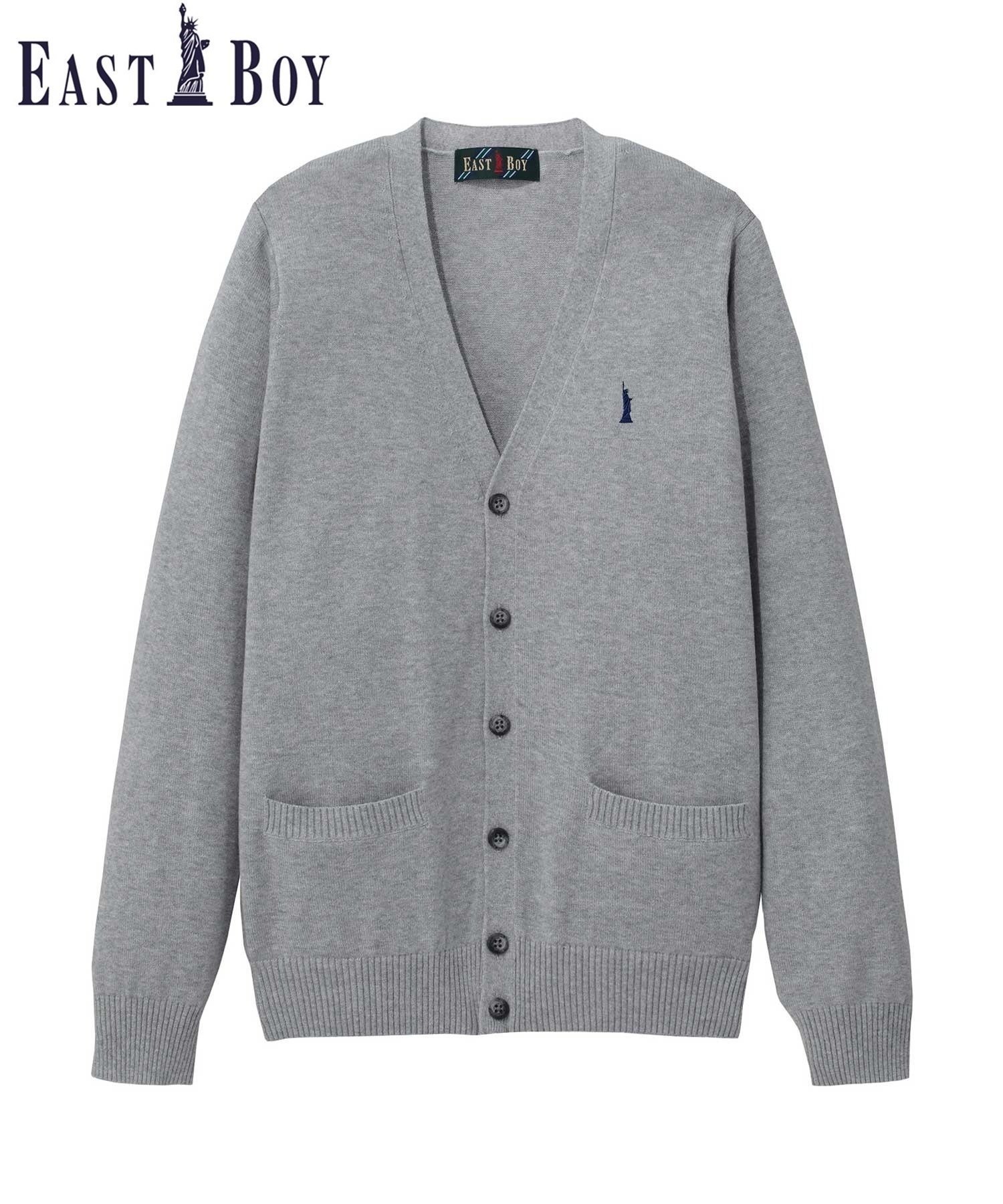 【イーストボーイ/EASTBOY】のカーディガン 綿 12G ニット 制服 高校生 スクール インテリア・キッズ・メンズ・レディースファッション・服の通販 founy(ファニー) 　ファッション　Fashion　レディースファッション　WOMEN　トップス・カットソー　Tops/Tshirt　ニット　Knit Tops　カーディガン　Cardigans　カーディガン　Cardigan　ジャケット　Jacket　ポケット　Pocket　おすすめ　Recommend　ライトグレー×ネイビー|ID: prp329100004533500 ipo3291000000032042577