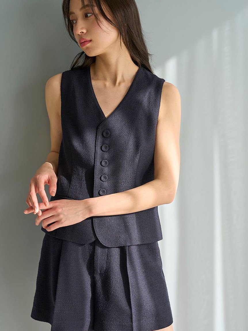 【スナイデル/SNIDEL】のジレショートパンツセット インテリア・キッズ・メンズ・レディースファッション・服の通販 founy(ファニー) 　ファッション　Fashion　レディースファッション　WOMEN　アウター　Coat Outerwear　パンツ　Pants　ハーフ / ショートパンツ　Short Pants　サマー　Summer　シェイプ　Shape　ショート　Short　セットアップ　Set Up　センター　Center　ツイード　Tweed　トレンド　Trend　フロント　Front　ベーシック　Basic　ラベンダー　Lavender　エレガント 上品　Elegant　NVY[089]|ID: prp329100004533507 ipo3291000000032230130