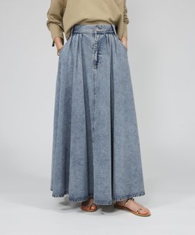 【バビロン/BABYLONE / KIDS】のデニムタックボリュームスカート 人気、トレンドファッション・服の通販 founy(ファニー) ファッション Fashion キッズファッション Fashion for Kids デニム Denim, Jeans Material ブリーチ Bleach, Washed Finish 再入荷 Restock / Back in Stock 春 Spring |ID:prp329100004533517
