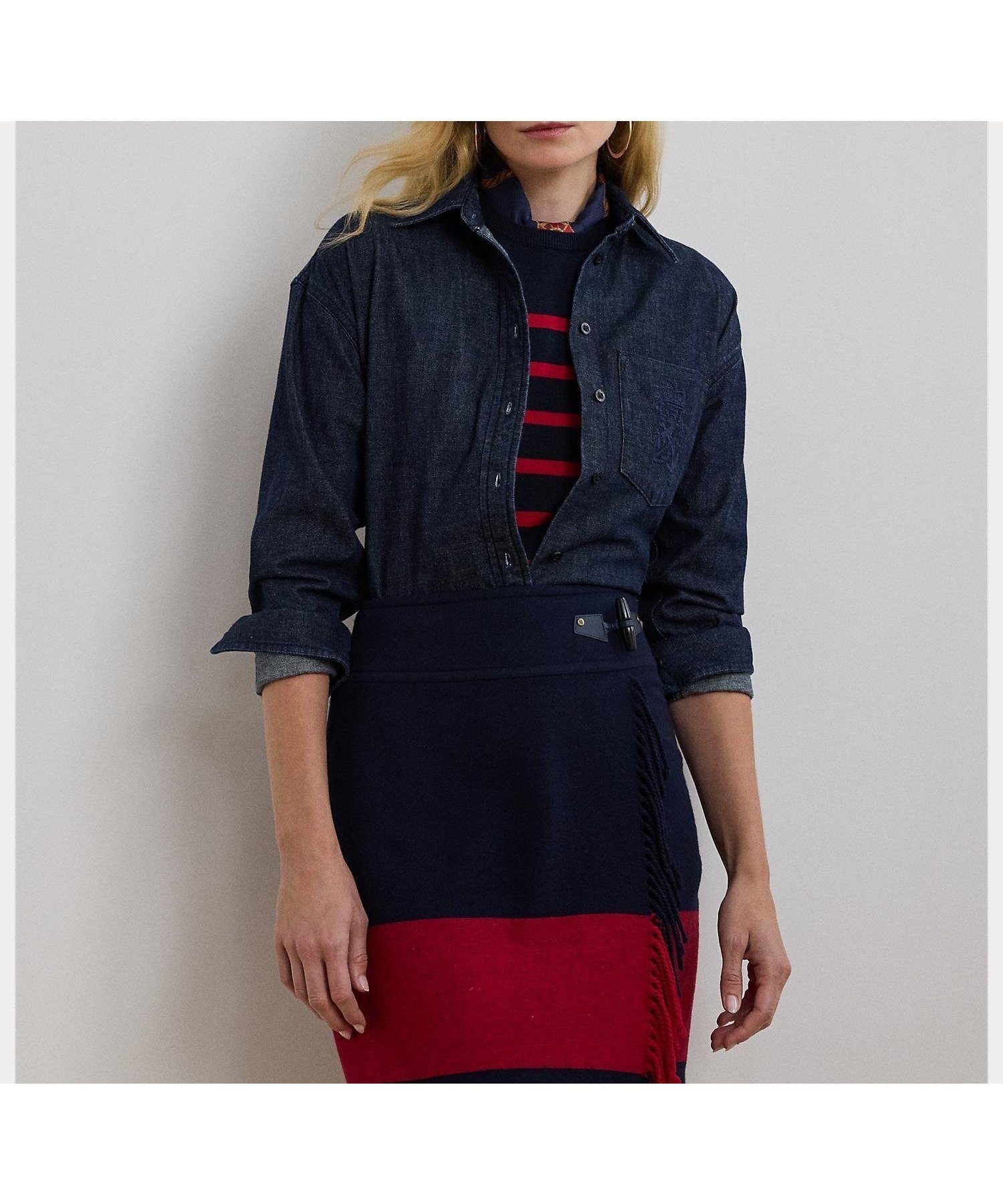 【ラルフローレン/RALPH LAUREN】のリラックス フィット デニム シャツ 人気、トレンドファッション・服の通販 founy(ファニー) 　ファッション　Fashion　レディースファッション　WOMEN　トップス・カットソー　Tops/Tshirt　シャツ/ブラウス　Shirts/Blouses　カフス　Cuffs　クラウン　Crown　ショルダー　Shoulder　デニム　Denim　ドロップ　Drop　パッチ　Patch　フィット　Fit　ポケット　Pocket　ヨーク　Yoke　ラウンド　Round　リラックス　Relax　長袖　Long Sleeve　 other-1|ID: prp329100004533531 ipo3291000000032120743