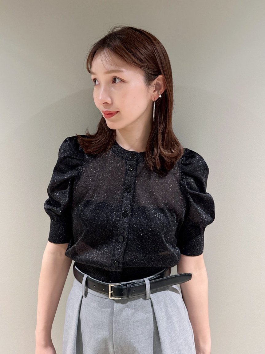 【スナイデル/SNIDEL】のスパークルシアーカーディガン インテリア・キッズ・メンズ・レディースファッション・服の通販 founy(ファニー) 　ファッション　Fashion　レディースファッション　WOMEN　トップス・カットソー　Tops/Tshirt　カーディガン　Cardigans　イエロー　Yellow　ウェーブ　Wave　エレガント 上品　Elegant　春　Spring　カーディガン　Cardigan　パープル　Purple　S/S・春夏　Ss・Spring/Summer　おすすめ　Recommend　夏　Summer　BLK[009]|ID: prp329100004533589 ipo3291000000032218048