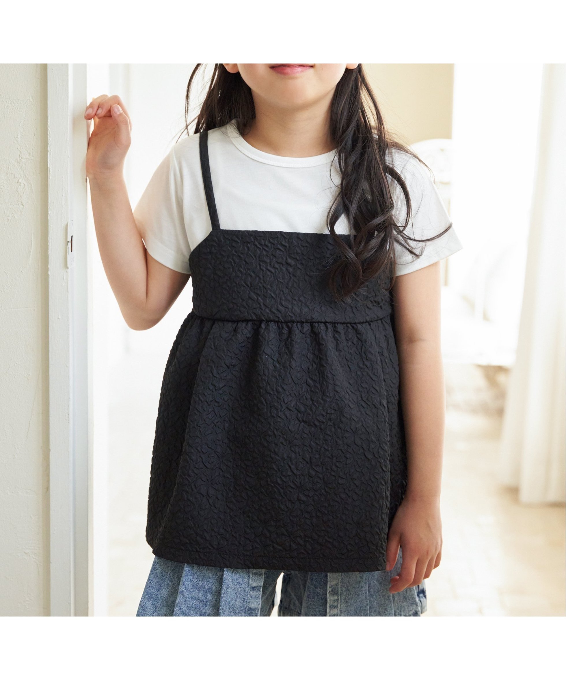 【イッカ/ikka / KIDS】の【WEB限定カラーあり】フクレジャガードキャミドッキングプルオーバー(120~160cm) インテリア・キッズ・メンズ・レディースファッション・服の通販 founy(ファニー) 　ファッション　Fashion　キッズファッション　KIDS　トップス・カットソー　Tops/Tees/Kids　カットソー　Cut And Sew　キャミソール　Camisole　コンビ　Combination　トレンド　Trend　ドッキング　Docking　人気　Popularity　半袖　Short Sleeve　無地　Plain Color　長袖　Long Sleeve　ブラック|ID: prp329100004533591 ipo3291000000032123339