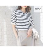 【グローバルワーク/GLOBAL WORK】のスッキレイさらさらクルー/288065 オフ×ネイビーボーダー10|ID: prp329100004533594 ipo3291000000032199586