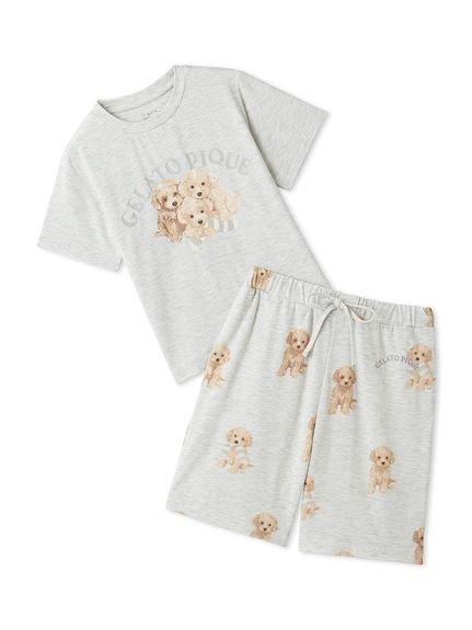 【ジェラート ピケ/gelato pique / KIDS】の【JUNIOR】トイプードルワンポイントTシャツ 総柄ショートパンツセット インテリア・キッズ・メンズ・レディースファッション・服の通販 founy(ファニー) 　ファッション　Fashion　キッズファッション　KIDS　ボトムス　Bottoms/Kids　カットソー　Cut And Sew　ショーツ　Shorts　ショート　Short　セットアップ　Set Up　プリント　Print　ボーダー　Border　モチーフ　Motif　ワンポイント　One Point　夏　Summer　GRY[006]|ID: prp329100004533618 ipo3291000000032043048