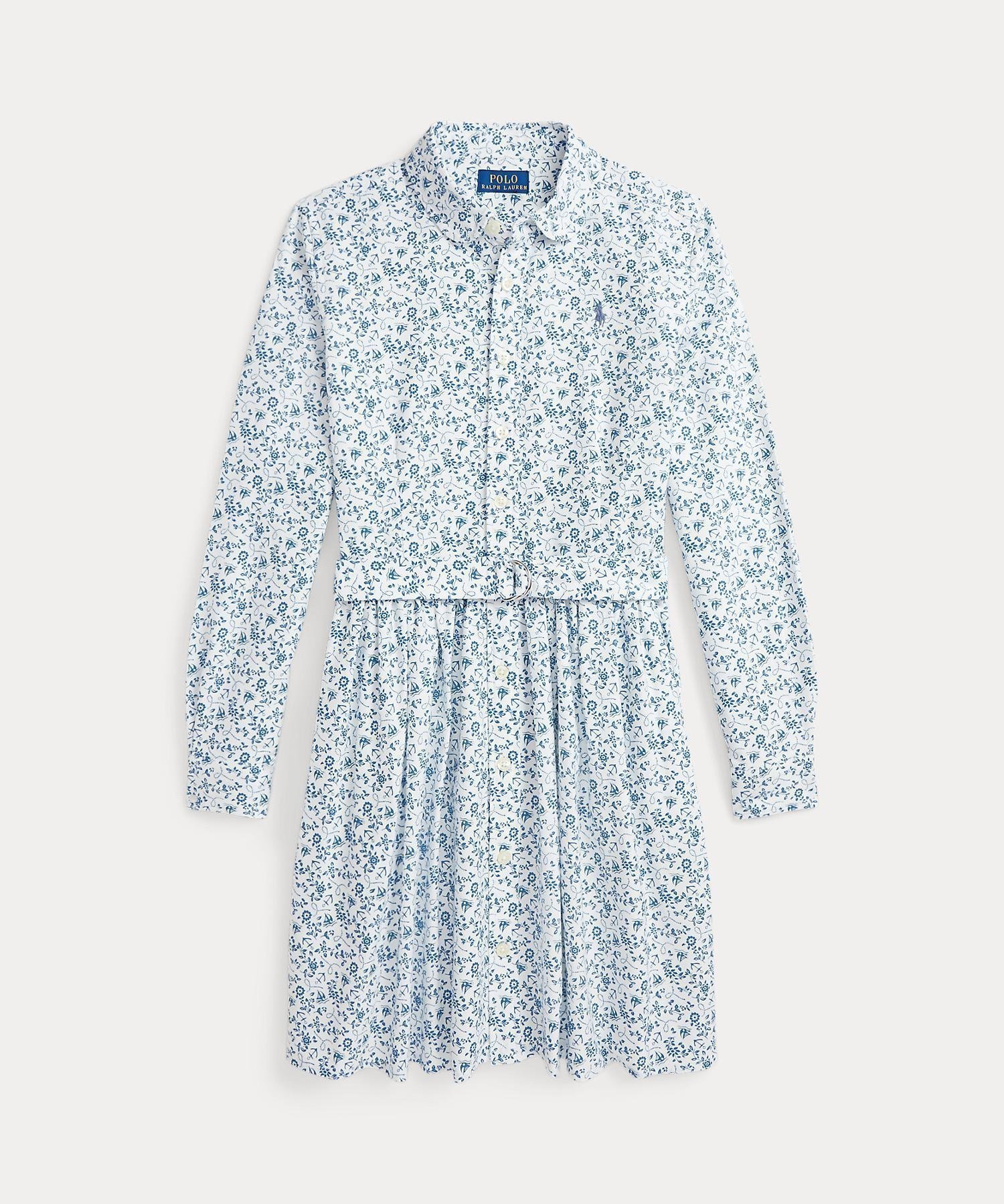 【ラルフローレン/RALPH LAUREN / KIDS】の(ガールズ 7才~16才)フローラル コットン オックスフォード シャツドレス 人気、トレンドファッション・服の通販 founy(ファニー) 　ファッション　Fashion　キッズファッション　KIDS　ワンピース　Dress/Kids　カフス　Cuffs　シャーリング　Shirring　シルバー　Silver　ダブル　Double　ドレス　Dress　フィット　Fit　フレア　Flare　フロント　Front　長袖　Long Sleeve　 other-1|ID: prp329100004533628 ipo3291000000032043080