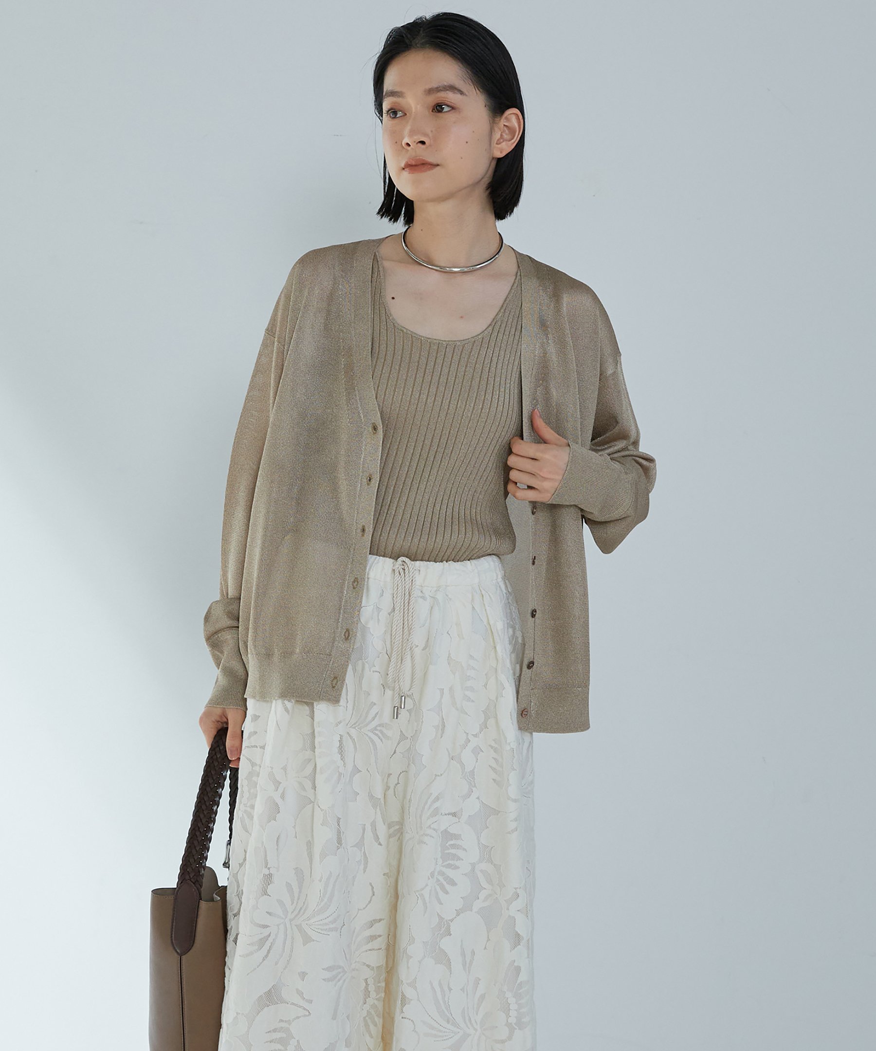 【その他のブランド/Other】のメタルライクカーディガン インテリア・キッズ・メンズ・レディースファッション・服の通販 founy(ファニー) 　ファッション　Fashion　メンズファッション　Fashion for Men　カーディガン　Cardigan, Knitwear　タンク　Tank Top, Sleeveless Top　ベーシック　Basic, Essential　ボトム　Bottoms, Lower Wear　メタル　Metal, Metal Parts　Gold|ID: prp329100004533675 ipo3291000000032724453