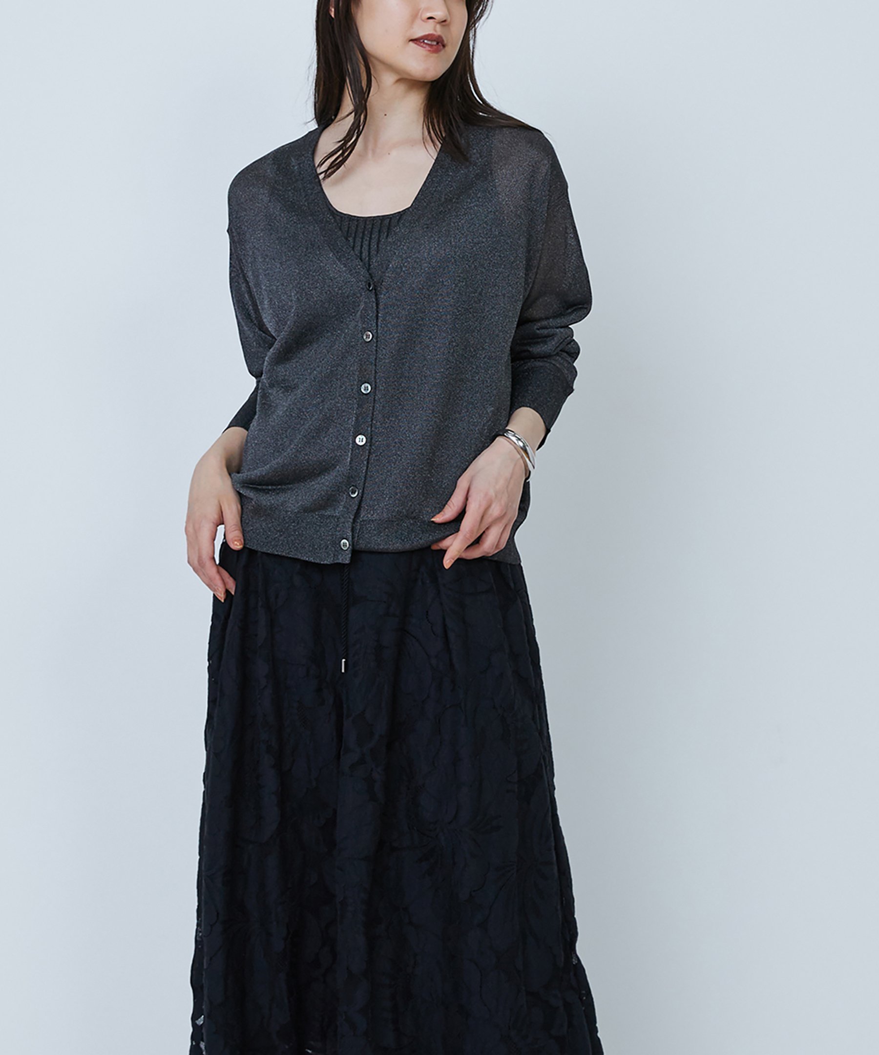 【その他のブランド/Other】のメタルライクカーディガン インテリア・キッズ・メンズ・レディースファッション・服の通販 founy(ファニー) 　ファッション　Fashion　メンズファッション　Fashion for Men　カーディガン　Cardigan, Knitwear　タンク　Tank Top, Sleeveless Top　ベーシック　Basic, Essential　ボトム　Bottoms, Lower Wear　メタル　Metal, Metal Parts　Black|ID: prp329100004533675 ipo3291000000032724455