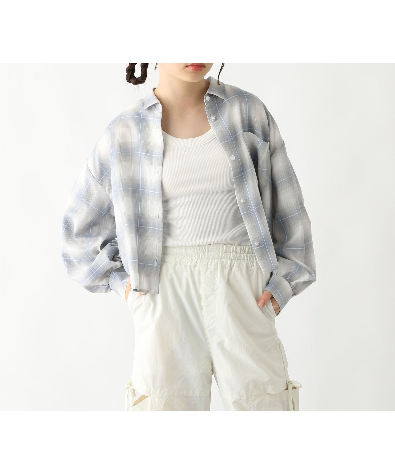 【グローバルワーク/GLOBAL WORK / KIDS】のイージーケアショートシャツ長袖/キッズ/292233 インテリア・キッズ・メンズ・レディースファッション・服の通販 founy(ファニー) 　ファッション　Fashion　キッズファッション　KIDS　クロップド　Cropped　ショート　Short　トレンド　Trend　ボトム　Bottom　ポケット　Pocket　ミニスカート　Mini Skirt　ロング　Long　長袖　Long Sleeve　ブルー×オンブレ82|ID: prp329100004533681 ipo3291000000032097006