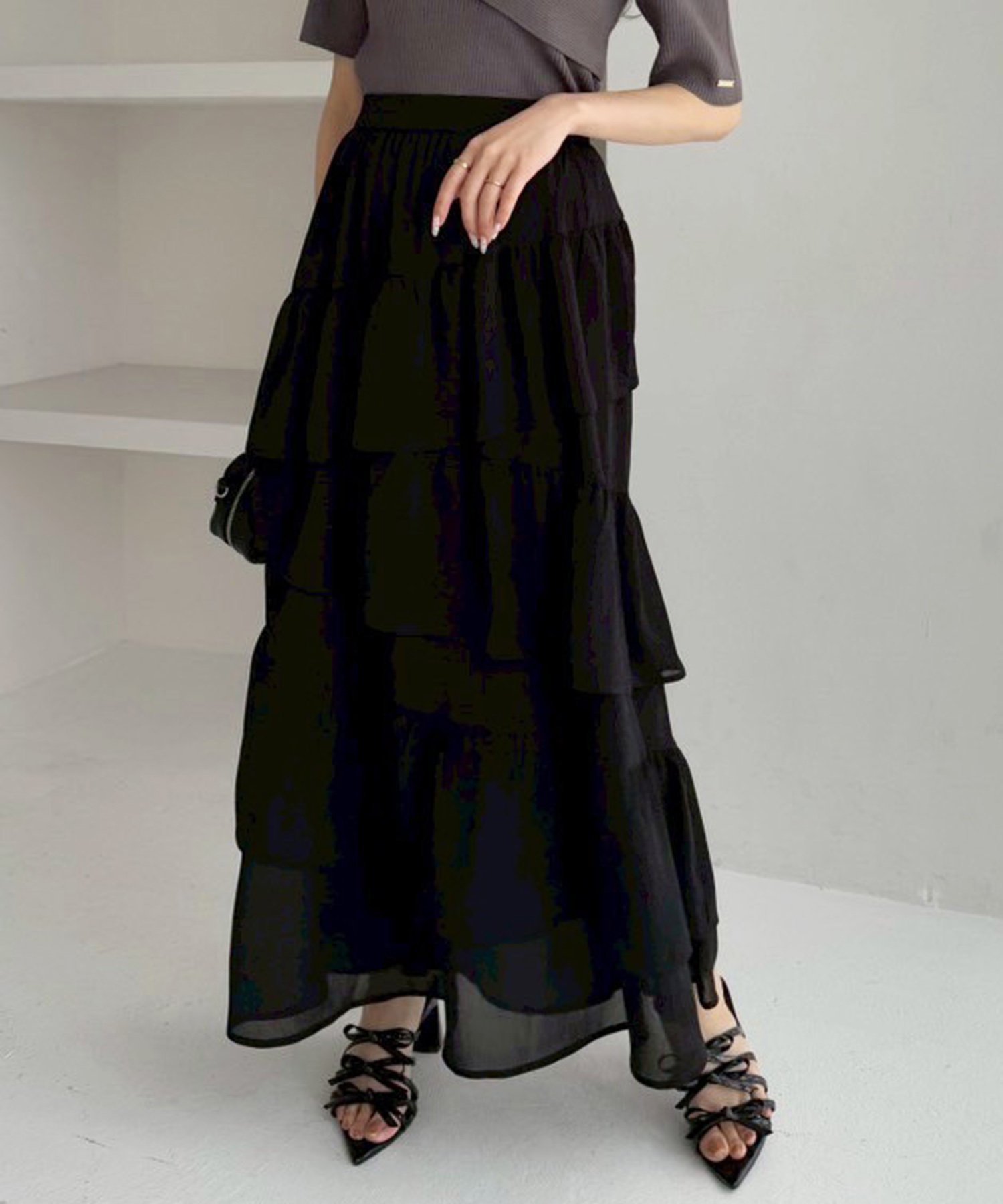 【ナイスクラップ/NICE CLAUP】のフリルティアードスカート インテリア・キッズ・メンズ・レディースファッション・服の通販 founy(ファニー) 　ファッション　Fashion　レディースファッション　WOMEN　スカート　Skirt　ティアードスカート　Tiered Skirts　おすすめ　Recommend　シンプル　Simple　スウェット　Sweat　ティアード　Tiered　ティアードスカート　Tiered Skirt　フリル　Frills　夏　Summer　ブラック|ID: prp329100004533686 ipo3291000000032043294